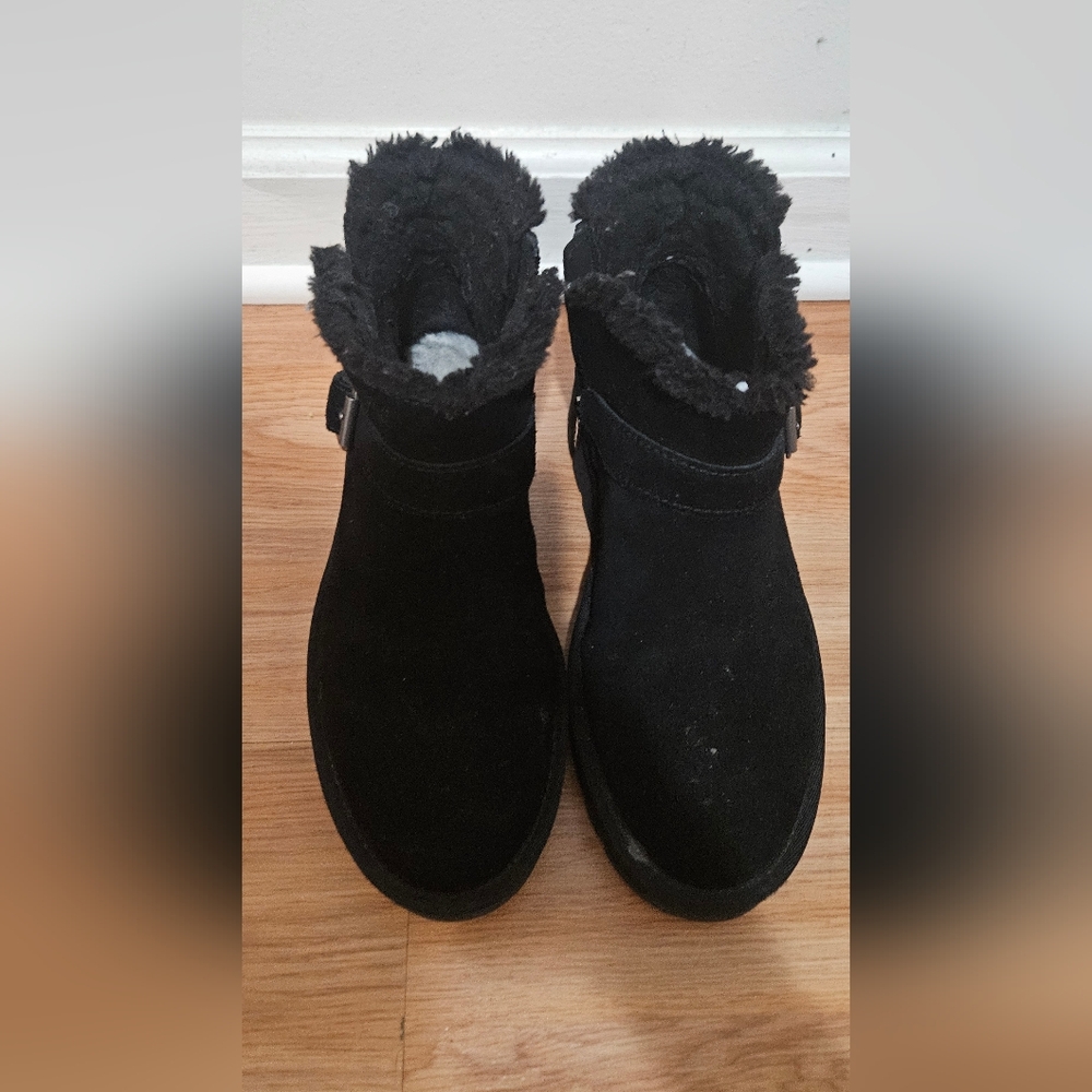 Black Suede Fur-Lined Boots